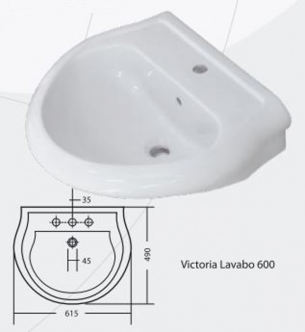 KERAMIKA- LAVABO, VIKTORIJA, R600, KLVL005