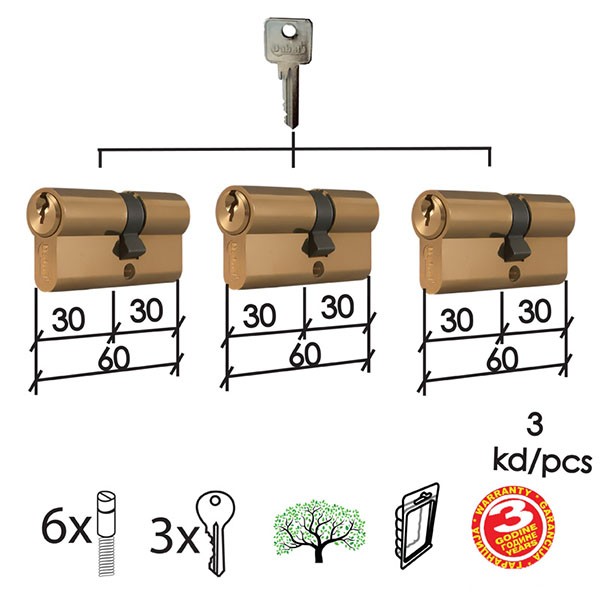 DAB- CILINDAR, 60MM, 3 KOM, 2036/0106096