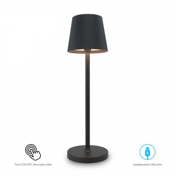 BB- LAMPA,  STONA, PUNJIVA, T16011, 3W,  3000K, IP54, CRNA  201914