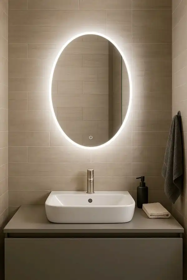 SH-KUP-OGLEDALO, LED, TOUCH, 60X80, OVAL, MIN-20